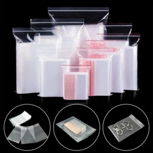 100pcs Small Clear Plastic Bags Baggy Grip Zip Self Seal Resealable Bags - Picture 1 of 15