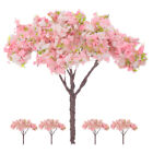  5 Pcs Miniature Bush Trees Simulated Cherry Blossom Model Fake