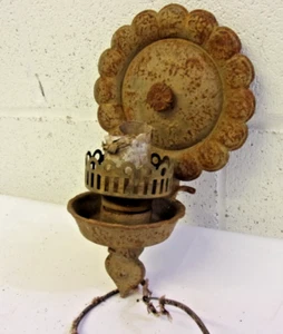 Antique Cast Iron Wall Lamp Early Electric w Rotary Switch. Sconce - Picture 1 of 6