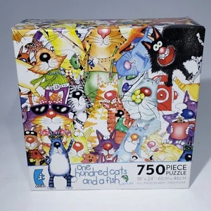 Ceaco One Hundred Cats and a Fish 750 Pc Jigsaw Puzzle 18x24 Whitlark NIB Sealed - Picture 1 of 10