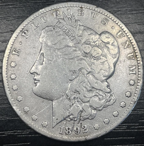 1892 S Morgan Silver Dollar $1 Fine Details Cover