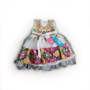 Be Kids Girls Dress Size Small 20 New Colorful Flowers And Uniquely Design - Picture 1 of 6