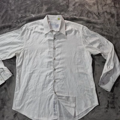 Robert Graham Shirt Mens Large White Classic Fit Paisley Jacquard Embroidered - Image 1 of 4
