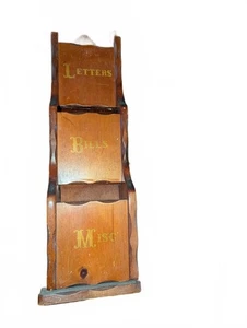 Vintage Wooden Wall Mail Organizer - Picture 1 of 4