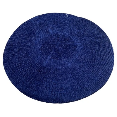 Винтажный много синий шениль вязаный берет парижский Artsy шляпа один размер мертвый запас - Изображение 1 из 4