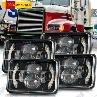 4 шт светодиодных фар 4x6 дюймов дневные ходовые огни Hi/Lo для Freightliner 1988-2010 FLD120 FLD112 - Изображение 1 из 4
