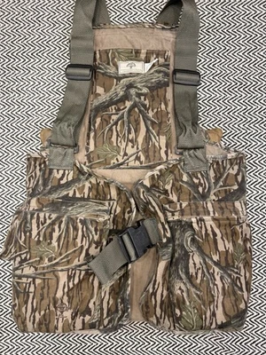 VTG 80s Mossy Oak MENS SMALL/MEDIUM Treestand Turkey Hunting Vest w/ Cushion USA - Image 1 of 4