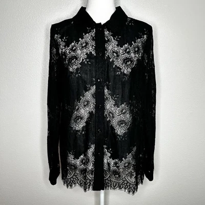 Top Cabi para mujer St Regis negro de encaje con botones manga larga estilo 3758 talla S usado en excelente estado Foto 1 de 4