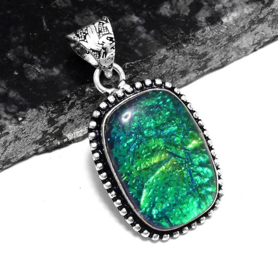 Pingente de opala de fogo triplo étnico feito à mão joia 1,6" P-612 - Imagem 1 de 1