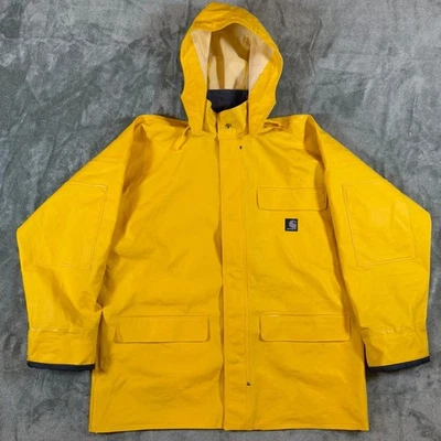 Retro Y2K 2009 Carhartt Surrey PVC C64YLW Waterproof Rain Coat Jacket M - Image 1 of 4