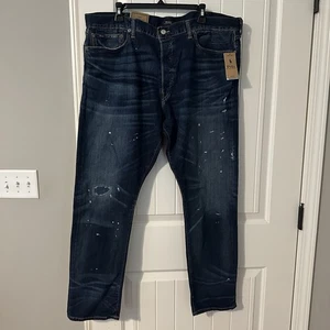 Pantalones de mezclilla Polo Ralph Lauren Sullivan ajustados pintura azul salpicaduras para hombre talla 42x32 nuevos con etiquetas - Imagen 1 de 8