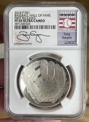 2014 P 1$ Baseball H.O.F. Silver Proof NGC PF69 Ultra Cameo Tony Gwynn Free S&H - Image 1 of 2