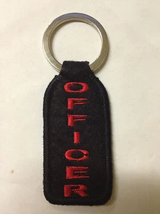 "OFFICER" EMBROIDERY KEYRING EMBROIDERED PATCH BADGE KEY CHAIN CHROME RINGS - Picture 1 of 1