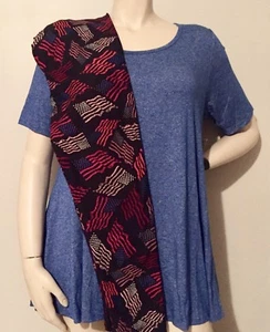 NWT Lularoe TC Outfit UNICORN Flags LEGGINGS L Blue PERFECT T Top USA Americana - Picture 1 of 5