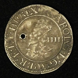 1625-1649 Great Britain 4 Pence (Groat) Holed - Free Shipping USA - Picture 1 of 3