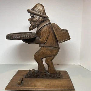 Antique Black Forest German Wood Carved Gnome Figure With Tray **see Description - Picture 1 of 13