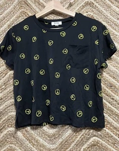 SPEECHLESS Big Girl's Peace Embroidery Black Short Sleeve, Size XL, NEW no tag - Picture 1 of 8