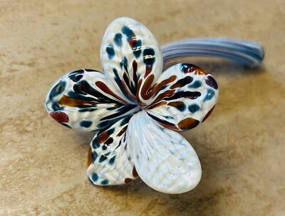 "Flor Italia soplado a mano flor de vidrio arco iris blanco 6""" Foto 1 de 4