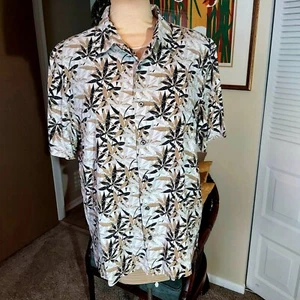 Vintage AXIS LA Button Up Shirt Adult XL Black Beige White Hawaiian Casual Mens - Picture 1 of 5