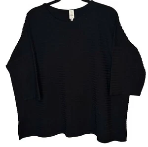 Jones New York Wool Blend Knit Sweater Sz M Black Ribbed Dolman Style Oversized - Picture 1 of 6