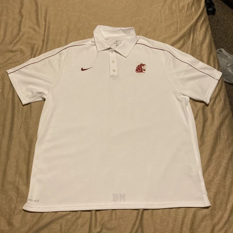 Nike Washington State Cougars White Dri-Fit Polo Shirt Men’s XL Football WSU Cover