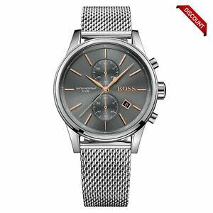 Hugo Boss HB 1513440 Jet Grey Chronograph Silver Stainless Steel Mens Watch