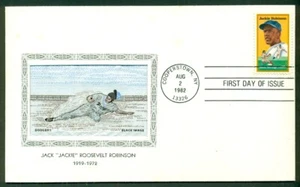 JACKIE ROBINSON FDC con bonito TAPIZ tejido sello, fabricante de sellos IMAGEN NEGRA - Imagen 1 de 2