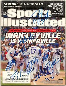 (9) Chicago Cubs Team Signed Sports Illustrated Magazine 2016 World Series Autos