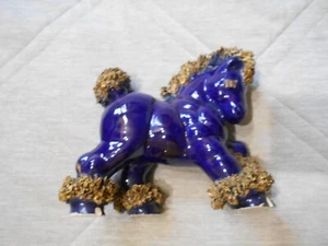 Vintage Spaghetti Horse Cobalt Blue & Gold Ceramic Horse Figurine - Picture 1 of 9