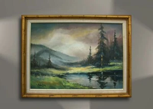 Landscape Oil Painting Michael A.Lang certified Original 1970's Includes C.O.A. - Picture 1 of 2