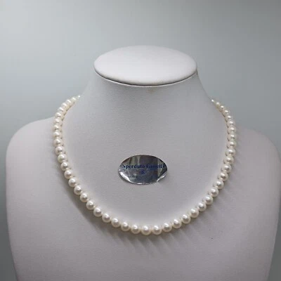 ARMONIE COLLANA DI PERLE BIANCHE 6,5-7mm CON CHIUSURA IN ORO BIANCO 18KT  (0598) - Immagine 1 di 4