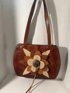 Patricia Nash Cuban Burned Baracoa Medium Italian Leather Satchel Tan - Picture 1 of 17