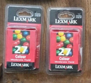 2x NEW Genuine/Original Lexmark 27 Colour Ink Cartridges - Zdjęcie 1 z 1