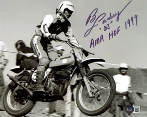 BRAD LACKEY SIGNED 8x10 PHOTO + AMA HOF 99 MOTOCROSS LEGEND CHAMPION BECKETT BAS - Picture 1 of 2