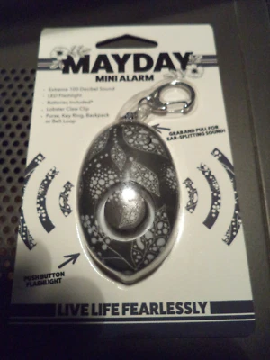 MayDay Mini PANIC Alarm led flashlight 100 decibel sound key ring dark color