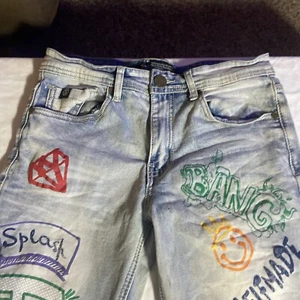 SWITCH Brand Remarkable Girls Size 16 Painted Jeans, Distressed Skater Look - Picture 1 of 9