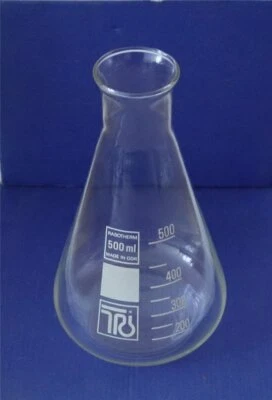 VEB KOMBINAT TECHNISCHES GLAS ILMENAU RASOTHERM Erlenmeyerkolben - 500 ml - Enghals - Borosilikatglas - DDR