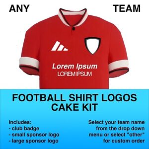 Edible Football Shirt Team Badge/Sponsor Logos - Cake Topper Decorating Kit