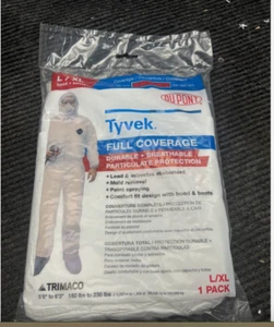 Dupont Tyvek Trimaco Full Coverage Body Suit Size L/XL Hood & Boots - Picture 1 of 2