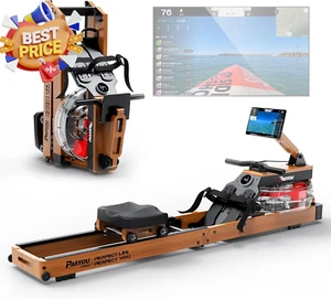 Rowing Machine Oak Wood Folding Rower Bluetooth Adjustable Tablet Holder 330LB - Picture 1 of 9