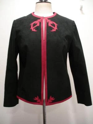 Mujer S M De Colección Años 70 Negro Frambuesa Ultra Gamuza Traje Chaqueta Blazer Abrigo Deportivo Foto 1 de 4