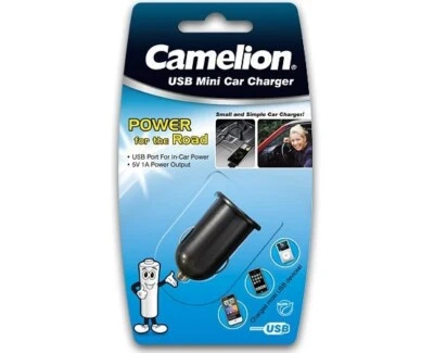 2 x Camelion USB Mini Car Charger 5V 1A DD802 Cigarette Lighter Socket Adapter - Image 1 of 2