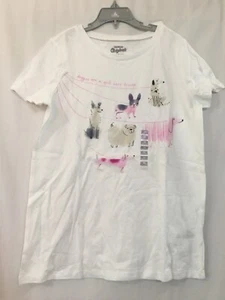 NWT Oshkosh Puppy Dog Tee Shirt Top Girls Short Sleeve White 12,14 - Picture 1 of 5