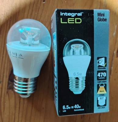 Integral Led Mini Globe 6.5W E27 Warm Light box of 10 - Image 1 of 3