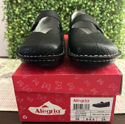 Alegria Faye ancho para mujer talla 8-8,5 min negro delicado FAY-435XW Foto 1 de 4