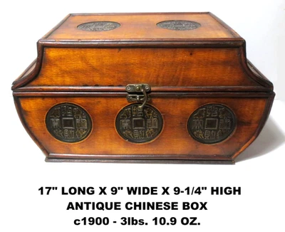 ANTIQUE! c1900 LRG ROSEWOOD STORAGE BOX, METAL HANDLES COINS CLASP HINGES, LINED - Image 1 of 4