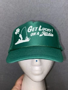 Vintage Cobra Trucker Hat “Get Lucky On A Hobie” Funny St. Patrick’s Fishing - Picture 1 of 10