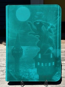Vault X 9 Pocket Binder Teal Ocean Blue *Moon Kitty* Laser Engraved Binder - Picture 1 of 3