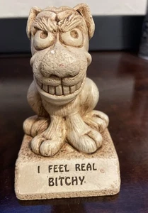Estatuilla de perro Paula de colección "Me siento real perra" divertida humorística hecha en EE. UU. AÑOS 70 - Imagen 1 de 10