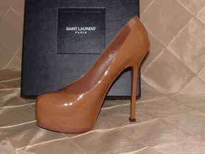 YSL SAINT LAURENT TAUPE TRIBTOO PUMPS SZ 41  OR SZ 10 US***EUC+ - Picture 1 of 9